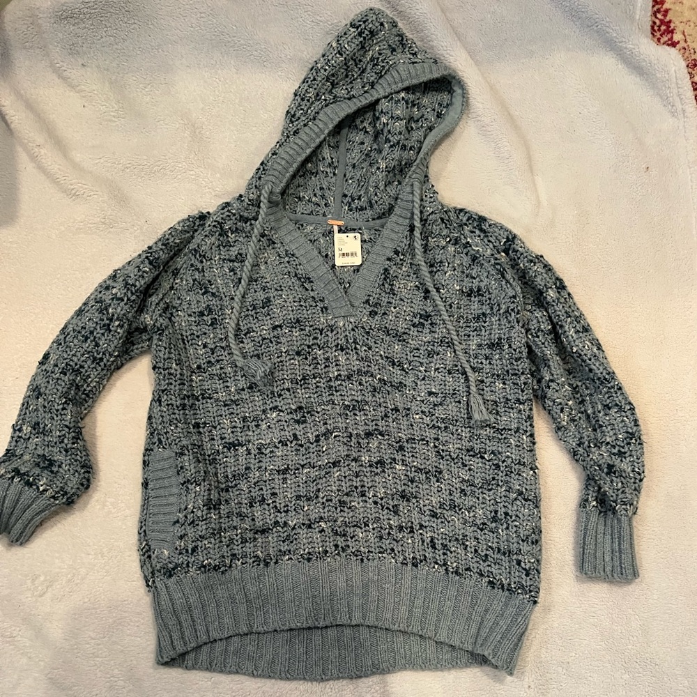 Free People Blue Knit Pullover